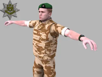 British Royal East Anglian Desert Rigged Soldier 3D model