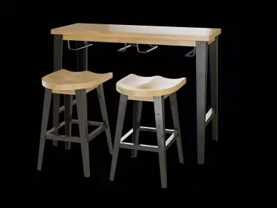 Dining Table Set-02 Low-poly 3D model