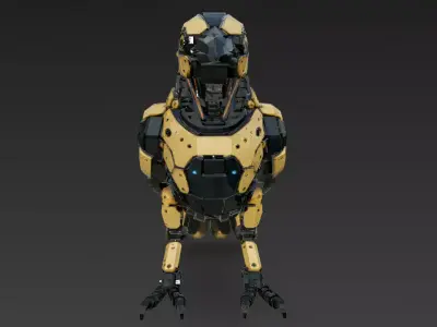 Yellow Robotic Animals Pack PBR 3D Models Low-poly 3D model