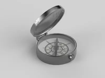 stylized compass Low-poly 3D model