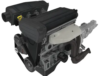 Toyota 4AGE Blacktop 20v engine Low-poly 3D model