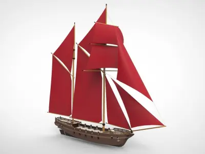 Pirate Ship sailing wa 3D model