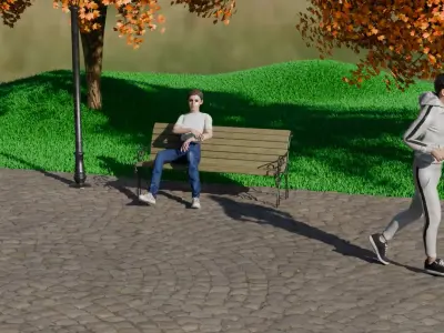 Park and bench 3D model