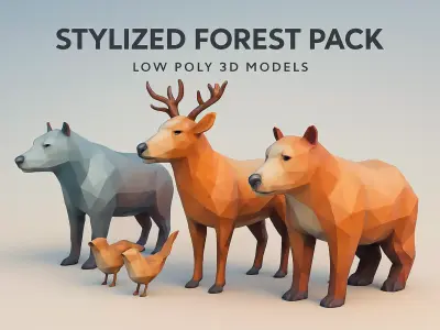 Stylized Forest Pack  Low Poly 3D Animal Models Low-poly 3D model