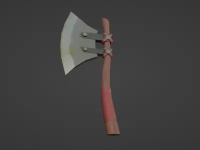 WOOD AND LEATHER AX Low-poly 3D model