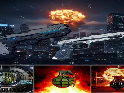 Futuristic Weapons Grenades 3D Pack  Sci Fi Gun Collection Low-poly 3D model
