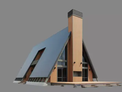 Contemporary A-Frame House ID047 Free 3D model