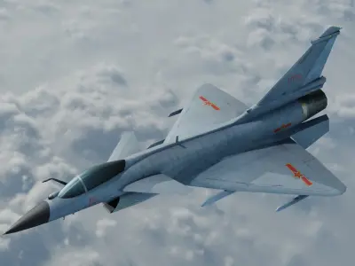 Chinese J-10B fighter jet Hand painted game model  Low-poly 3D model