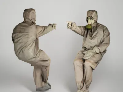 Soviet Liquidator of nuclear accident of Chernobyl sitting 192 Low-poly 3D model