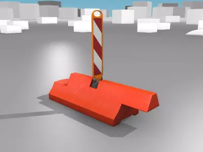 White and Red Road Traffic Barrier - Part 20 - Low-poly 3D model