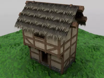 Thatch House Modular Set Low-poly 3D model