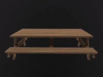 Picnic Table 3D Model Low-poly 3D model