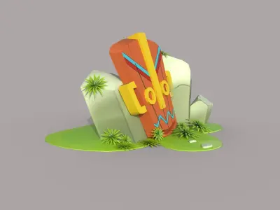 Tombstone tiki statue Low-poly 3D model