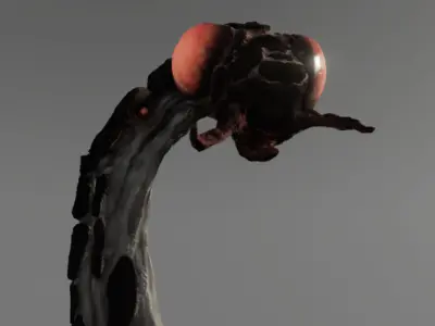 Insectoid Worm monster Low-poly 3D model