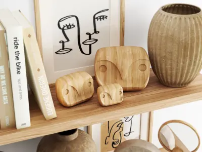 Decorative set shabby chic bookshelves 3D model