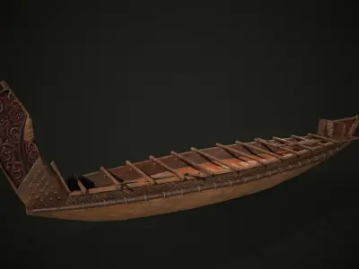 Stylized Maori Waka - Canoe Low-poly 3D model