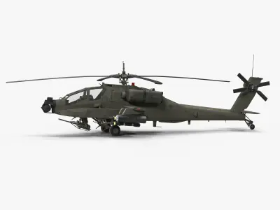 AH64A Apache Helicopter Green Rigged Low-poly 3D model