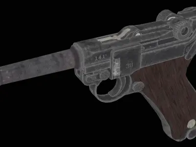 Luger P08 Pistol Low-poly 3D model