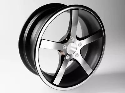 Polished rim without tire Low-poly 3D model