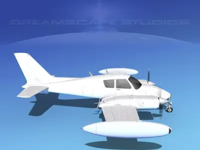 Cessna U-3B Blue Canoe White Livery 3D model