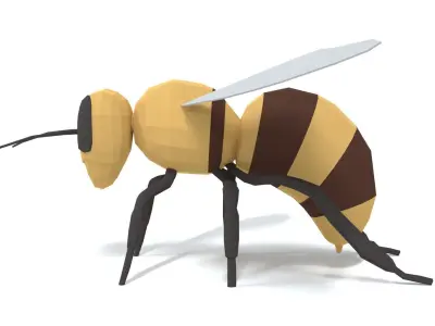 Low Poly Cartoon Honey Bee Low-poly 3D model