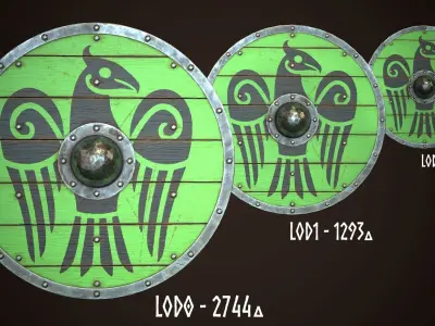 Viking Shield 15 Low-poly 3D model