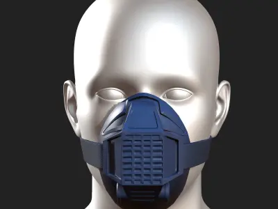 Gas mask respirator blue plastic  Low-poly 3D model