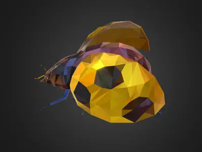 Bug Ladybug Yellow Low Polygon Art Insect Low-poly 3D model