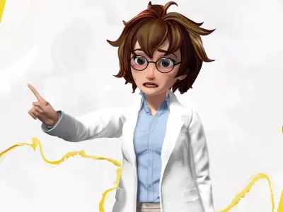 Stylized Cartoon Female Scientist or Teacher or Doctor Rigged Free 3D model