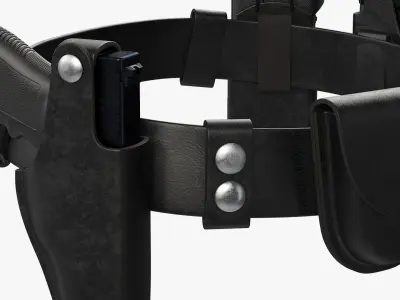 Tactical Utility Belt with Holster Black 3D model
