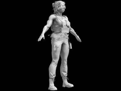 African American Female Military Soldier 3D model