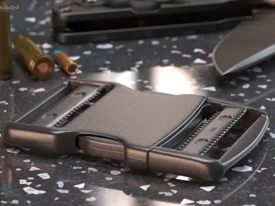 YKK Flat Dual Adjustable Side Release Plastic Buckle 3D model