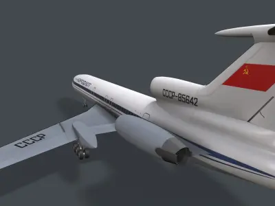 Tupolev Tu-154 USSR Animated Low-poly 3D model