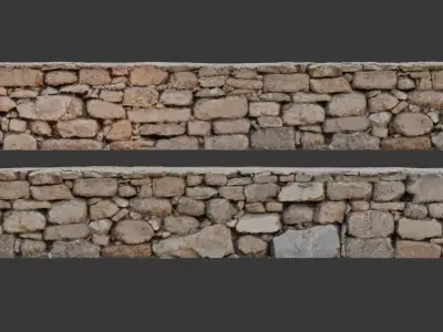 Old Stone Wall Scan Low-poly 3D model