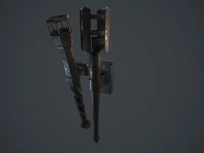 Medieval torch Free low-poly 3D model