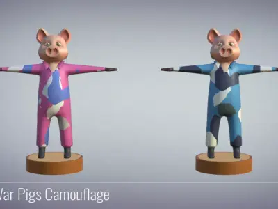 3D War Pigs Camouflage v2 - Military Stickman Low-poly 3D model