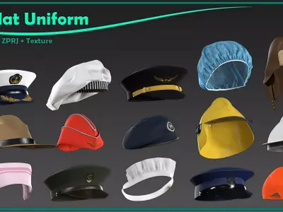15 female hat uniform with texture 3D model
