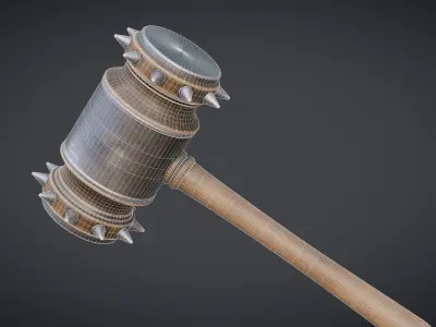 Gavel Hammer Melee Low-poly 3D model