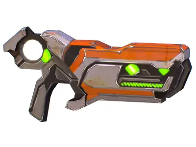 Cartoon Gun Blaster Barrel Nagan Nuff Pistol Revolver Cannon Low-poly 3D model