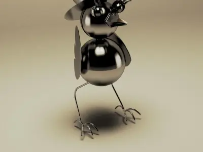 Crow metal sculpture 3D model