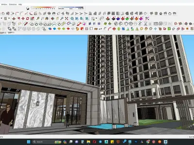 Minimalist commercial building 3D model