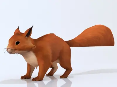 Squirrel colorful Low-poly 3D model