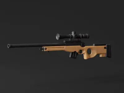 Sniper Rifle Low-poly 3D model