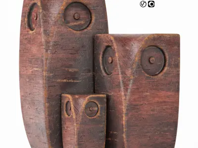 Owl Family Sculpture 3D model