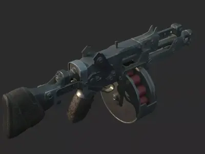 Future sci-fi wasteland-style grenade launcher 3D model
