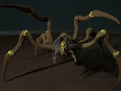 Spider 2 flying Low-poly 3D model