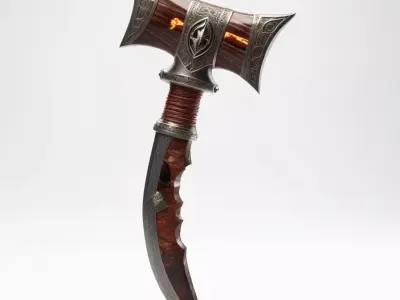 Ornate Fantasy Axe Dagger Weapon 3D model