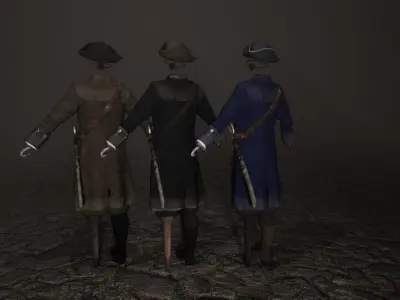 Pirate Captain Clothing Low-poly 3D model