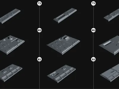 Sci-Fi Wall Panels Kit II - 18 Parts - Props 3D model