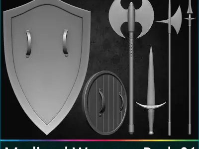 Medieval Weapons Pack 01 Low-poly 3D model